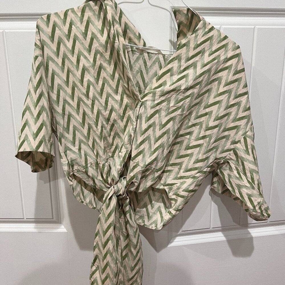 Tie-in-front Green Blouse